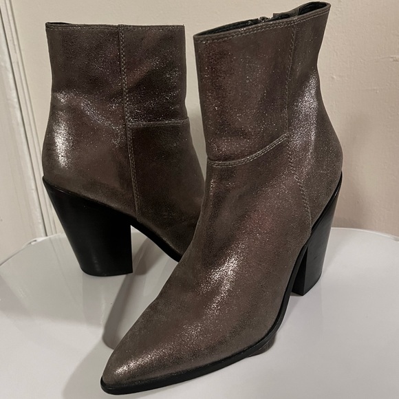 PAIGE Shoes - PAIGE Presley Gunmetal Metallic Leather Boot